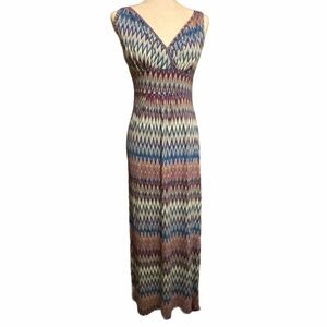 Loveappella sleeveless maxi dress zigzag vee MP‎ long summer sundress beachy
